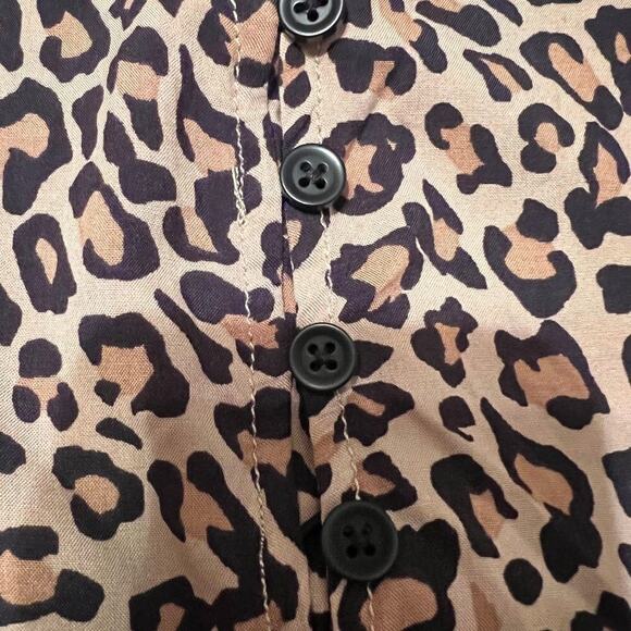 BeachLunchLounge Collection blouse short sleeve tie waist animal print top Sz L - Picture 5 of 7